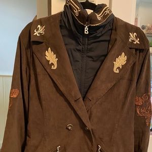 Vtg Apres Ski Bogner jacket Brown embroidered